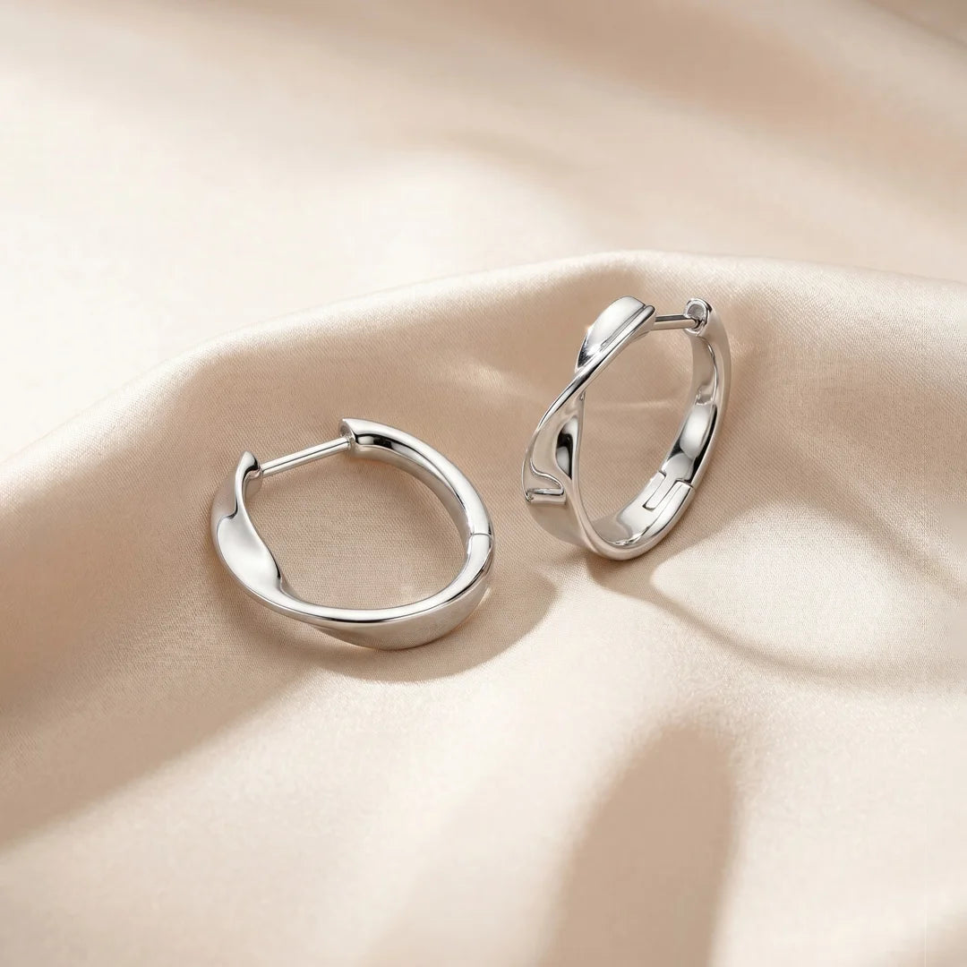 Kit Heath Serenity Curve Sterling Silver Hinged Hoop Earrings