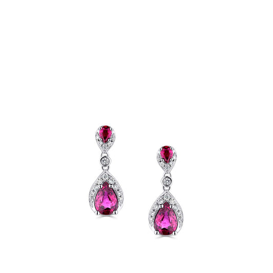 18ct White Gold Green Emerald and Diamonds Eternal Serenade Teardrop Earrings White Gold 18ct White Gold Green Emerald and Diamonds Eternal Serenade Teardrop Earrings White Gold