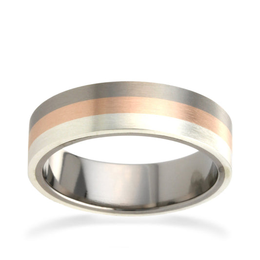 6mm Tri-Colour Titanium Ring Rose Gold 6mm Tri-Colour Titanium Ring Rose Gold
