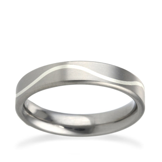 4mm Infinity Wave Inlay Titanium Ring White Gold 4mm Infinity Wave Inlay Titanium Ring White Gold