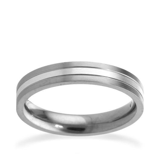 4mm Encased Inlay Titanium Ring White Gold 4mm Encased Inlay Titanium Ring White Gold