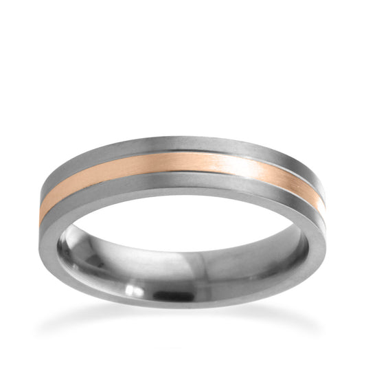 5mm Encased Inlay Titanium Ring Rose Gold 5mm Encased Inlay Titanium Ring Rose Gold