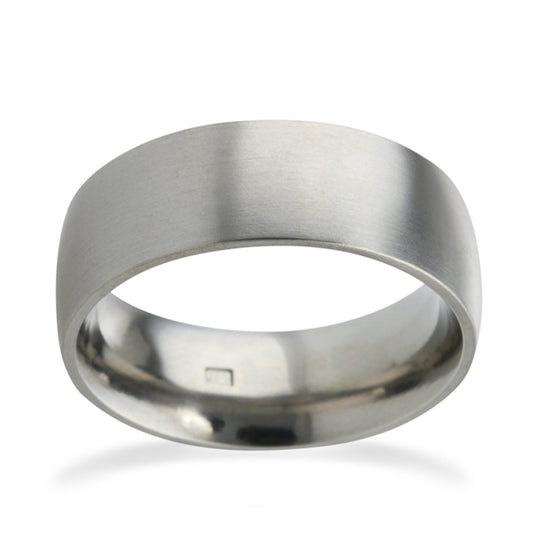 8mm Classic Court Medium Weight Titanium Wedding Ring White Gold 8mm Classic Court Medium Weight Titanium Wedding Ring White Gold