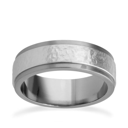 8mm Sandstone Finish Titanium Ring White Gold 8mm Sandstone Finish Titanium Ring White Gold