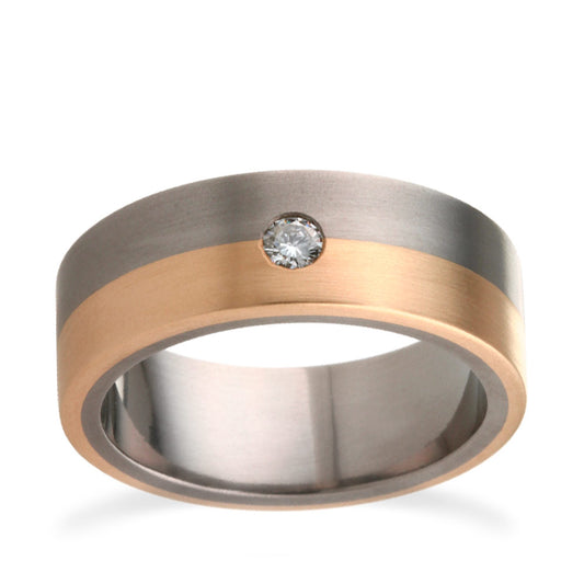 Two Tone 8mm Flat Shape Titanium Diamond Ring Rose Gold Two Tone 8mm Flat Shape Titanium Diamond Ring Rose Gold