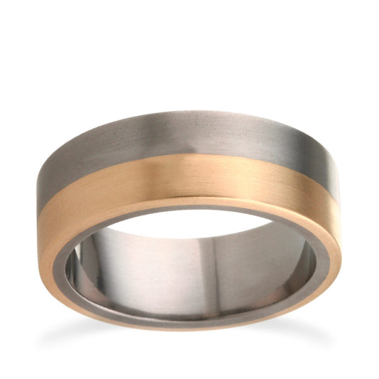 Two Tone 8mm Flat Shape Titanium Ring Rose Gold Two Tone 8mm Flat Shape Titanium Ring Rose Gold