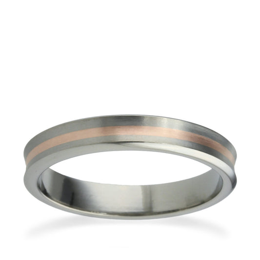 4mm Concave Stripe Titanium Ring Rose Gold 4mm Concave Stripe Titanium Ring Rose Gold