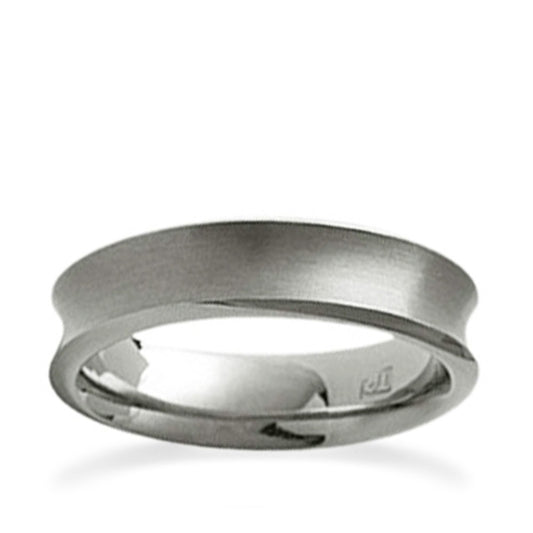 6mm Concave Pattern Titanium Ring White Gold 6mm Concave Pattern Titanium Ring White Gold