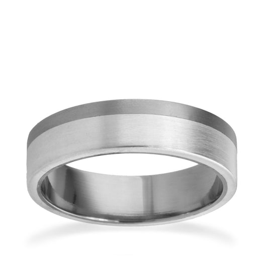 6mm One Stripe Flat Shape Titanium Ring White Gold 6mm One Stripe Flat Shape Titanium Ring White Gold