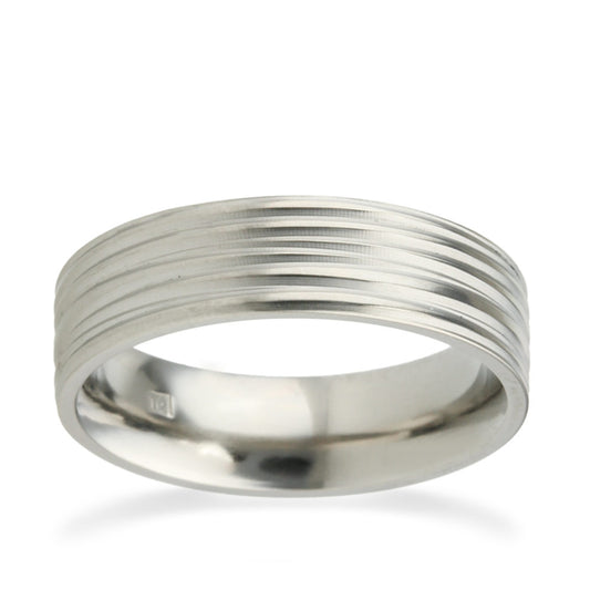 6mm Fissure Pattern Natural Titanium Ring White Gold 6mm Fissure Pattern Natural Titanium Ring White Gold