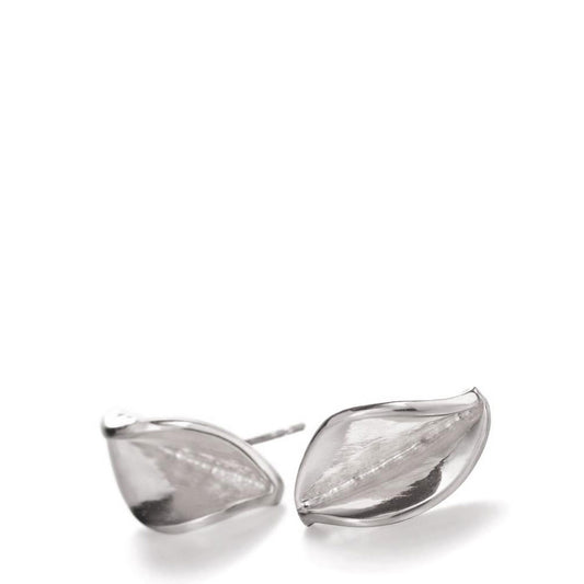 Mavilo Wide Leaf Stud Earrings White Gold Mavilo Wide Leaf Stud Earrings White Gold