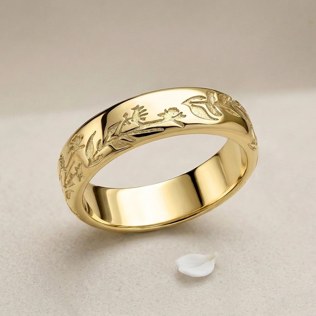 Laura Ashley Sterling Silver Farlington Flowers Band Ring