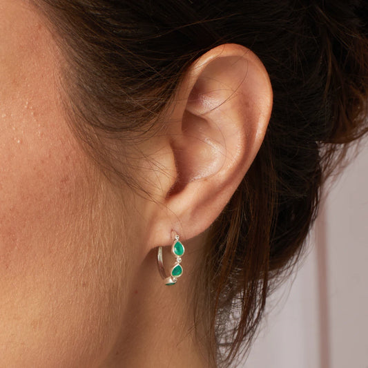 Laura Ashley Silver Chalcedony Thornage Flowers Hoop Earrings Laura Ashley Silver Chalcedony Thornage Flowers Hoop Earrings