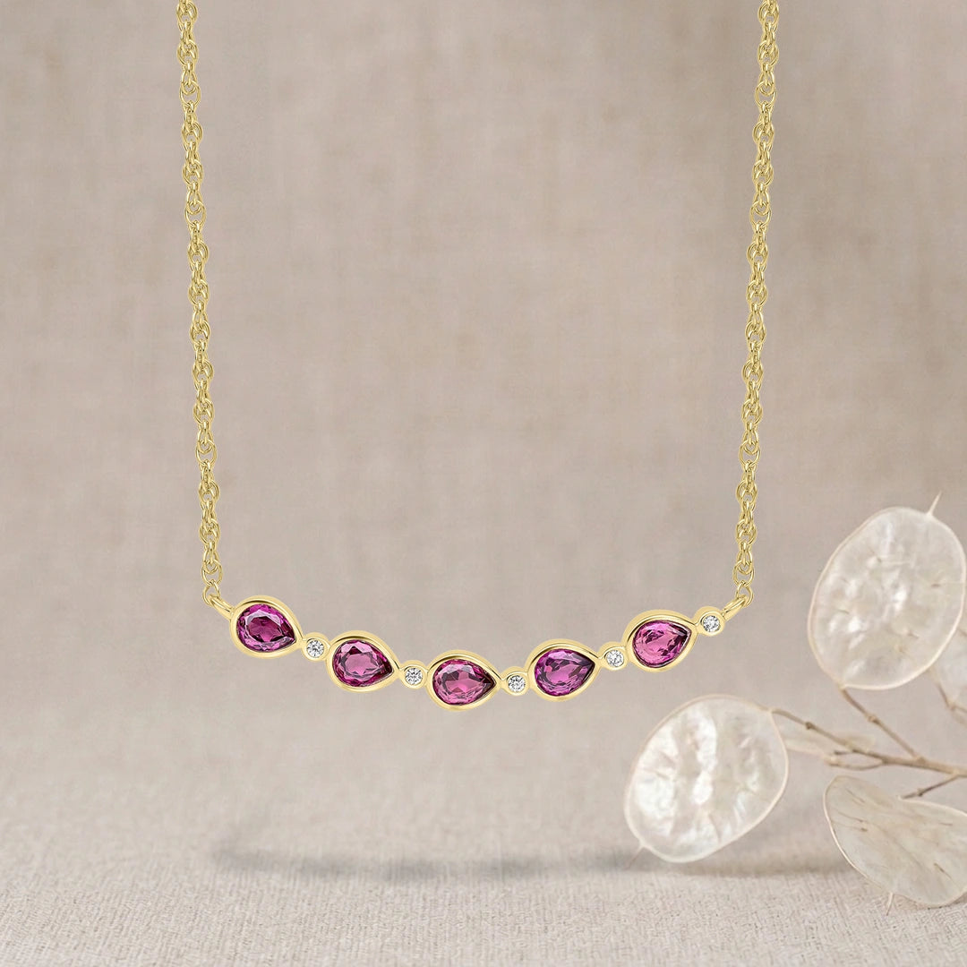 Laura Ashley Silver Garnet Thornage Flowers Necklace