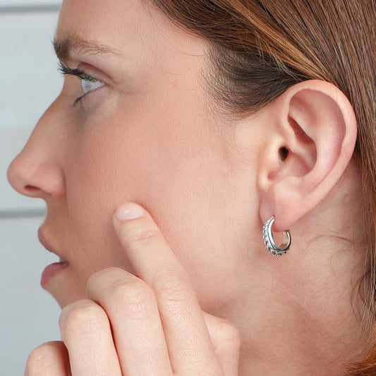Kit Heath Marina Rope Band Hoop Earrings White Gold Kit Heath Marina Rope Band Hoop Earrings White Gold