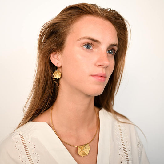 Fold Concave Heptagon Gold vermeil Necklace White Gold Fold Concave Heptagon Gold vermeil Necklace White Gold