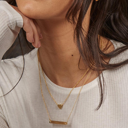Gold Vermeil Engravable ID Bar Necklace White Gold Gold Vermeil Engravable ID Bar Necklace White Gold