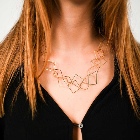 Window Duo Liner Statement Necklace White Gold Window Duo Liner Statement Necklace White Gold