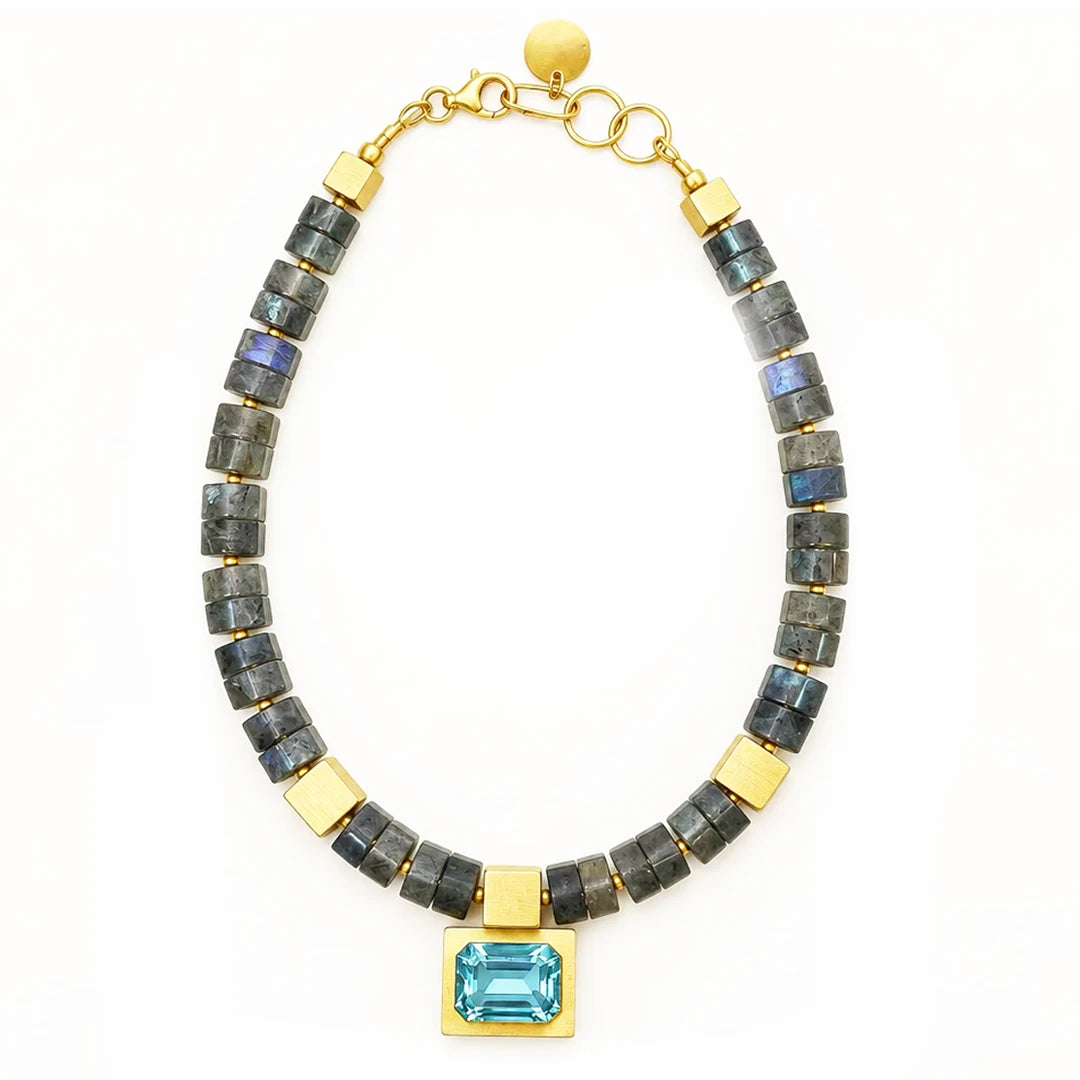Nocturne Blue Topaz and Labradorite Statement Necklace