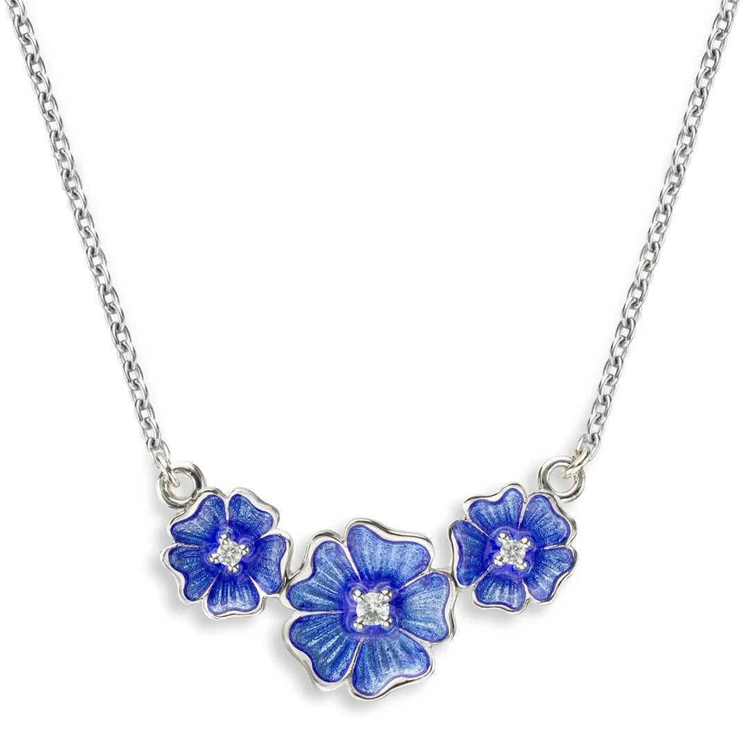 Nicole Barr Nature Blue Enamel Blossom Silver Pendant