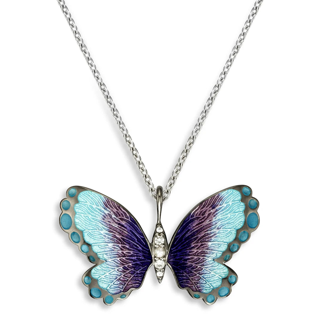 Nicole Barr Nature Blue Morpho Butterfly Flight Pendant