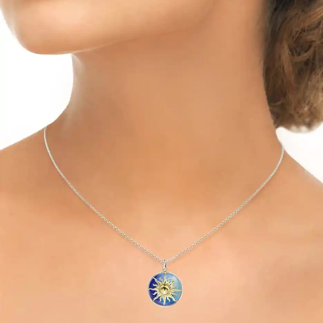 Nicole Barr Celestial Golden Sun over Sea Enamel Pendant
