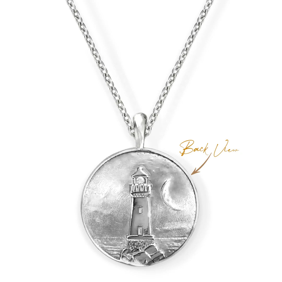 Nicole Barr Coastal Beacon Enamel Sea Lighthouse Necklace