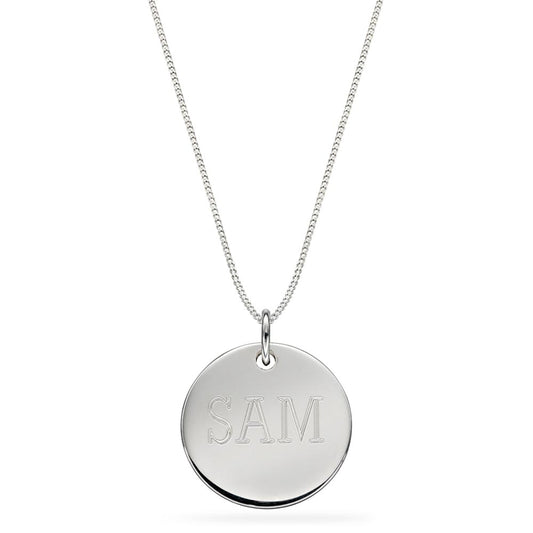 Engravable Round Disc Pendant White Gold Engravable Round Disc Pendant White Gold