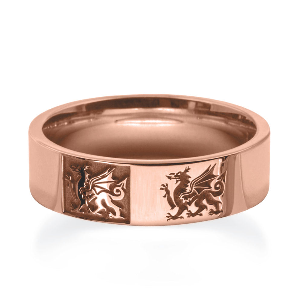 Welsh Dragon Patterned Wedding Ring