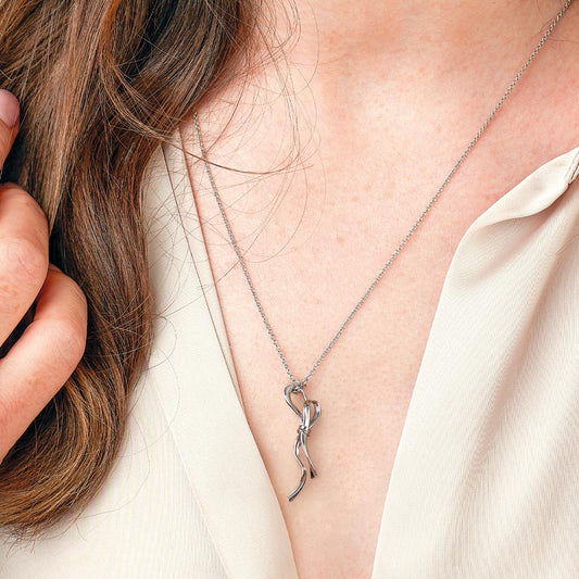 Kit Heath Serenity Ribbon Bow Loop Necklace White Gold Kit Heath Serenity Ribbon Bow Loop Necklace White Gold