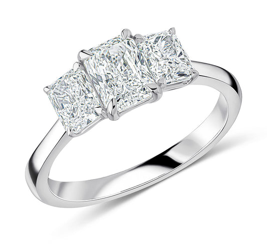 Trilogy Set Radiant Engagement Ring With Radiant Side Stones - TRL65717 MT White Gold Trilogy Set Radiant Engagement Ring With Radiant Side Stones - TRL65717 MT White Gold