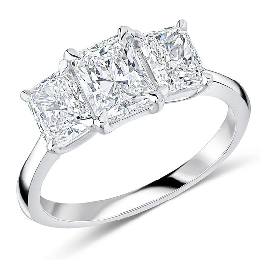 Trilogy Set Radiant Engagement Ring With Radiant Side Stones - TRL66865 MT White Gold Trilogy Set Radiant Engagement Ring With Radiant Side Stones - TRL66865 MT White Gold