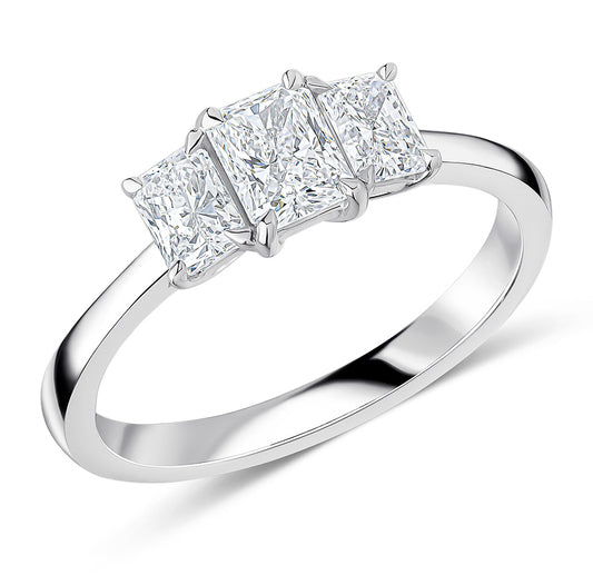 Trilogy Set Radiant Engagement Ring With Radiant Side Stones - TRL67386 MT White Gold Trilogy Set Radiant Engagement Ring With Radiant Side Stones - TRL67386 MT White Gold