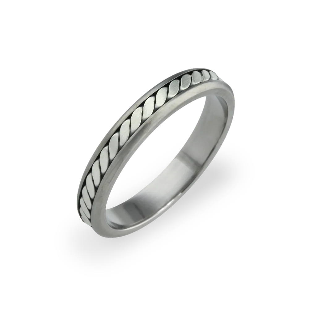 4mm Inlay Rope Patterned Titanium Wedding Ring
