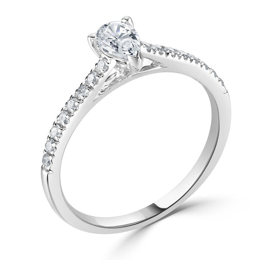 Pear cut Diamond Solitaire Ring White Gold Pear cut Diamond Solitaire Ring White Gold