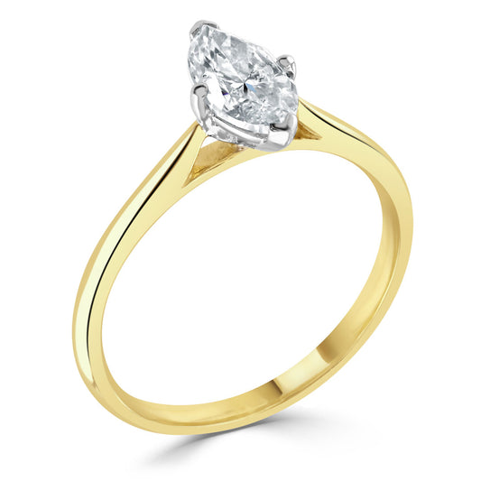 1.00 Carat Marquise Cut Diamond Solitaire Ring Yellow Gold 1.00 Carat Marquise Cut Diamond Solitaire Ring Yellow Gold