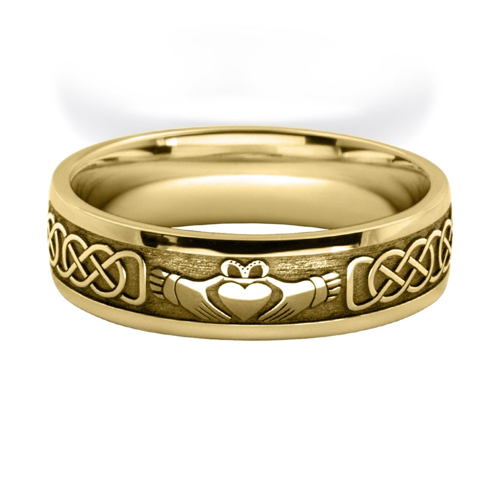 Celtic Claddagh Patterned Wedding Ring