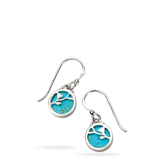 Turquoise Floral Earrings White Gold Turquoise Floral Earrings White Gold