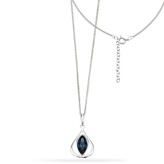 Blue Sapphire Swarovski Crystal Pendant White Gold Blue Sapphire Swarovski Crystal Pendant White Gold