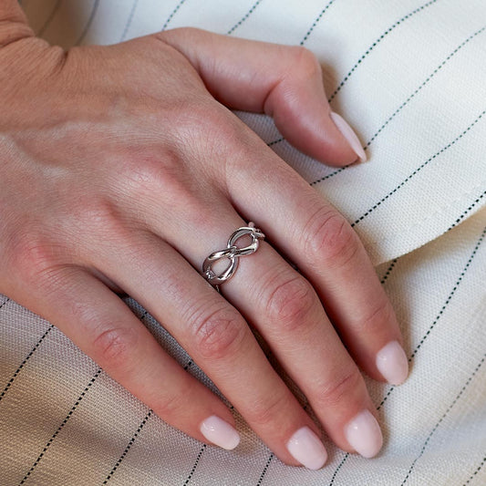 Kit Heath Entwine Twine Link Sterling Silver Ring White Gold Kit Heath Entwine Twine Link Sterling Silver Ring White Gold