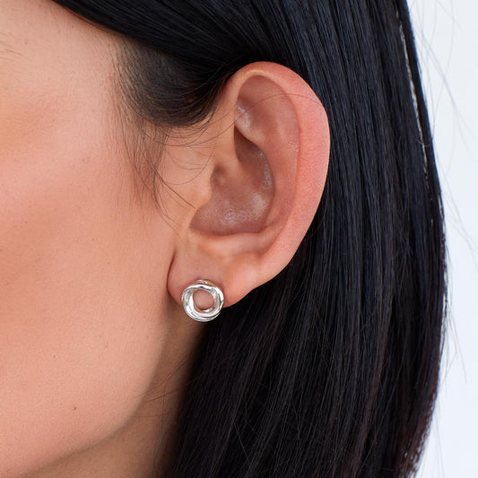 Kit Heath Bevel Trilogy Sterling Silver Stud Earrings White Gold Kit Heath Bevel Trilogy Sterling Silver Stud Earrings White Gold