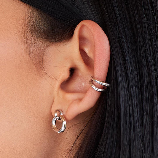 Kit Heath Bevel Cirque Link Sterling Silver Stud Earrings White Gold Kit Heath Bevel Cirque Link Sterling Silver Stud Earrings White Gold