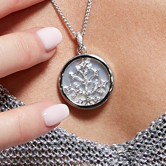 Kit Heath Celeste Family Tree of Life Mother of Pearl Necklace White Gold Kit Heath Celeste Family Tree of Life Mother of Pearl Necklace White Gold