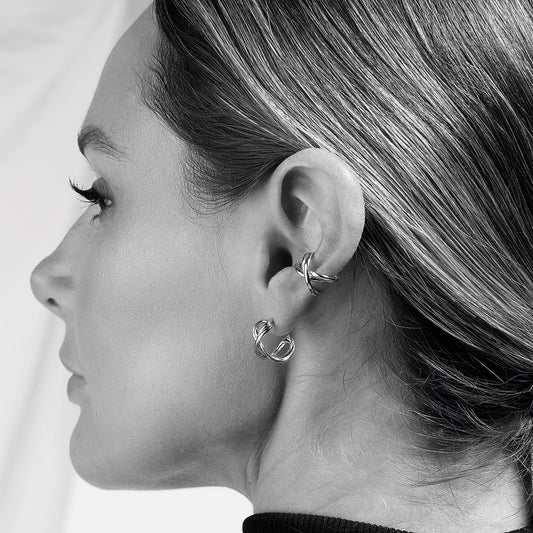 Kit Heath Infinity Sterling Silver Hoop Earrings White Gold Kit Heath Infinity Sterling Silver Hoop Earrings White Gold