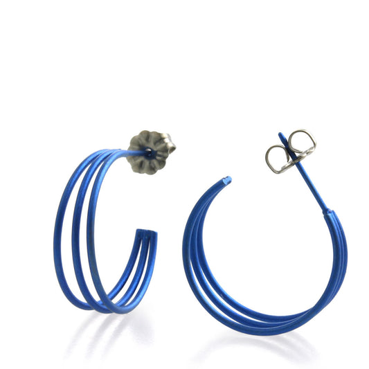 Titanium Wire Hoop Earrings Navy Blue Titanium Wire Hoop Earrings Navy Blue