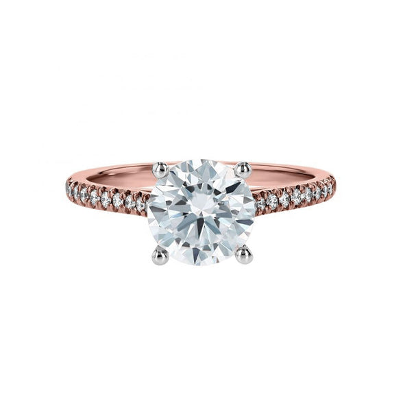 Thick Shank Three Stone Engagement Ring Setting With 0.42 Carat Oval Shape Emerald Gemstone