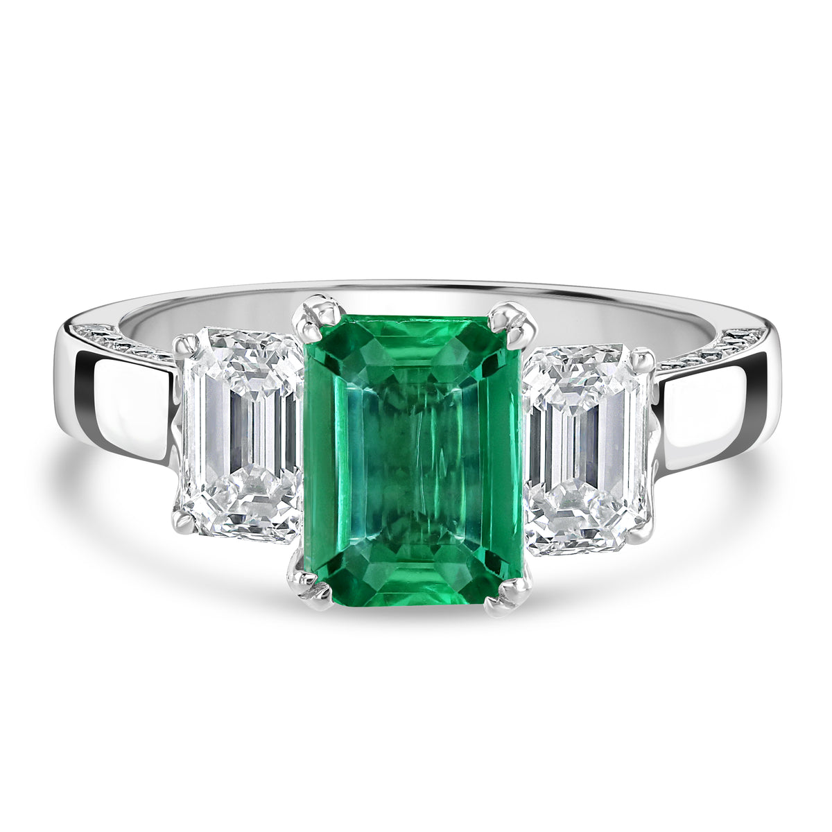 Emerald Diamond Trilogy Ring