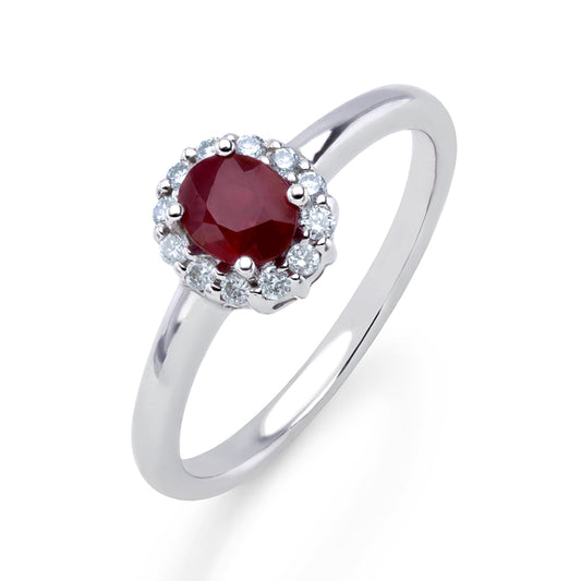 0.65ct Ruby and Diamond Ring White Gold