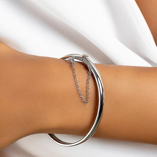 Clogau Cariad Silver Bangle White Gold