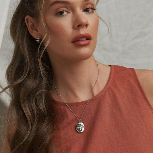 Clogau Tree of Life Sterling Silver Oval Locket White Gold